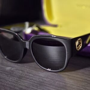 Gucci Black Sunglasses with Gold Accent
